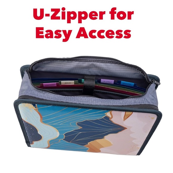 NWT Case-it Mountain Mighty Zip Tab Zipper Binder, 3" O-Ring with 5-Color tabs - Picture 6 of 10